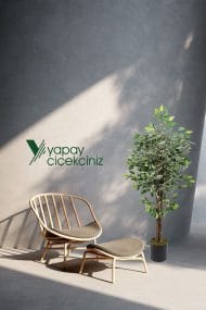 120 Cm Yeşil Beyaz Yapay Benjamin Ağacı - Görsel 3