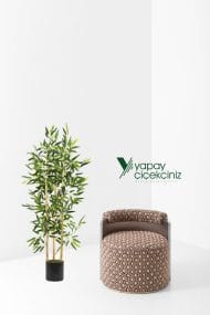 Yapay Yoğun Yapraklı Dekoratif Bambu Ağacı 3 Gövde 100cm - Görsel 5